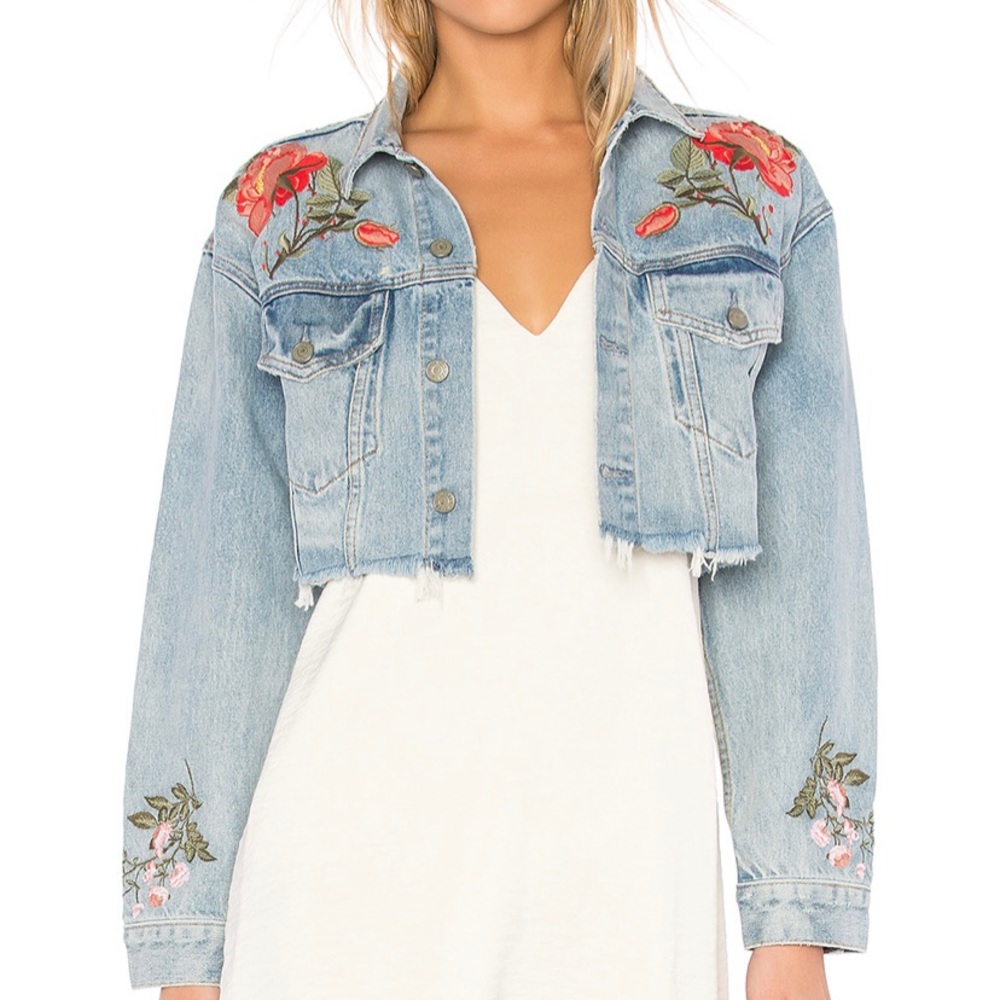 GRLFRND DENIM CROPPED JACKET